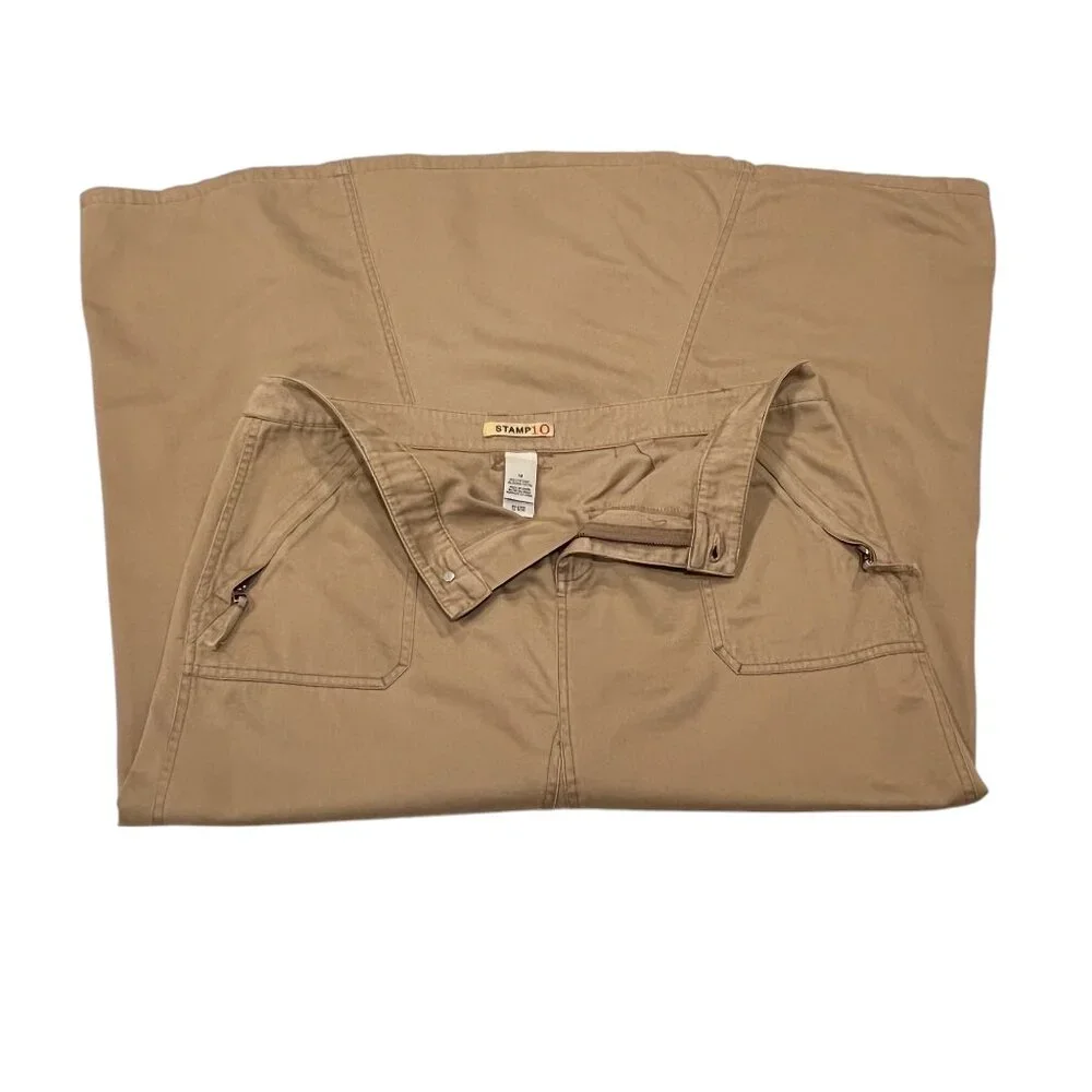 Stamp 10 Vintage Khaki Maxi Skirt, Cotton, 14